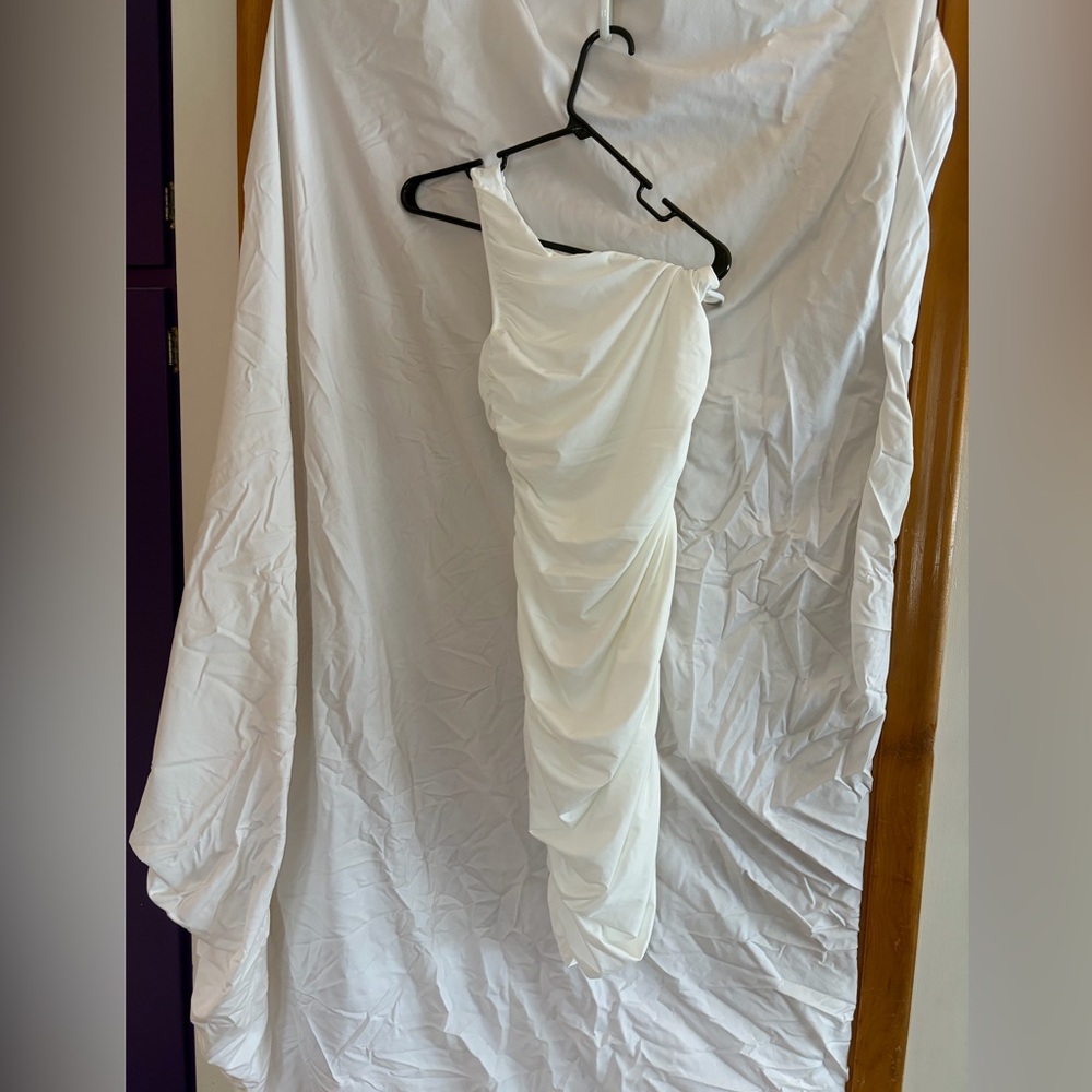 Chic One-Shoulder White Dress